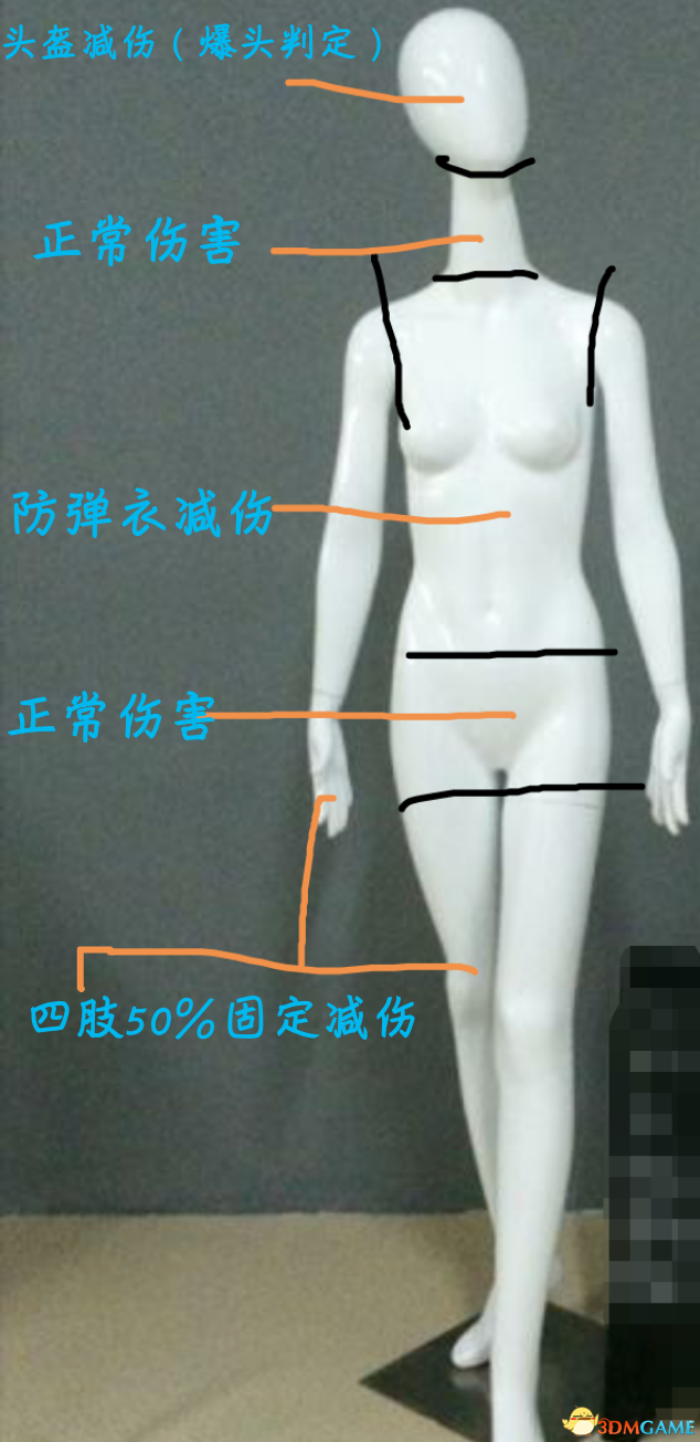绝地求生大逃杀人物建模伤害区域图解